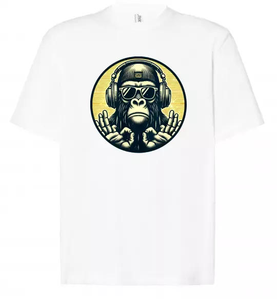 Футболка Оверсайз Мавпа в навушниках і окулярах Белый фото