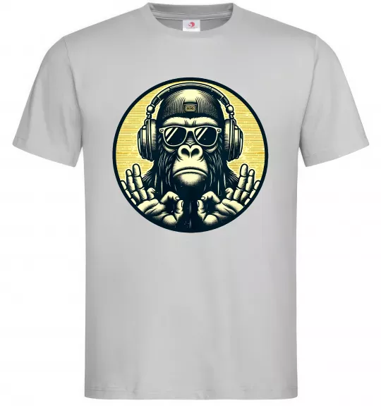 Мужская футболка Мавпа в навушниках і окулярах Серый фото