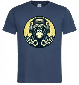 Мужская футболка Мавпа в навушниках і окулярах Темно-синий фото