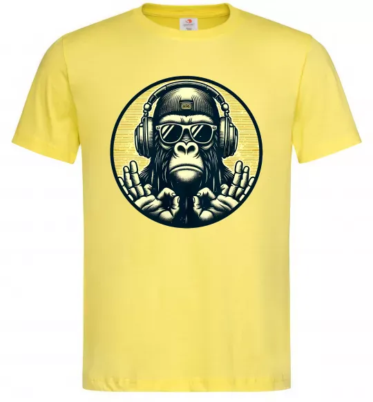 Мужская футболка Мавпа в навушниках і окулярах Лимонный фото