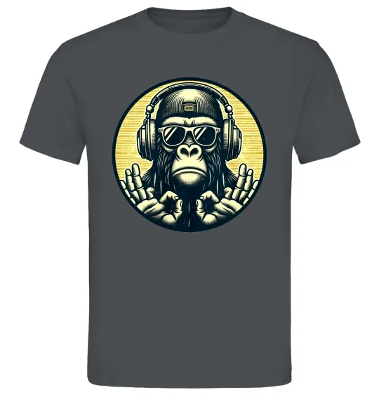 Мужская футболка Мавпа в навушниках і окулярах Графит фото