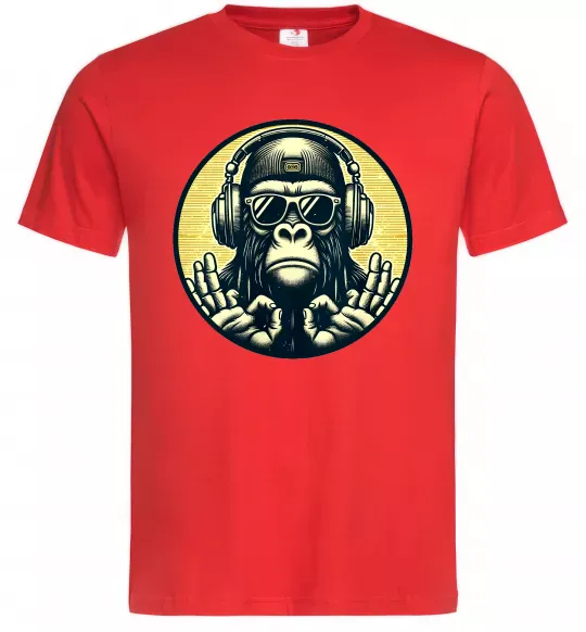 Мужская футболка Мавпа в навушниках і окулярах Красный фото
