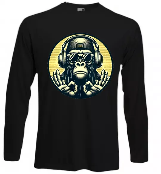 Лонгслив Мавпа в навушниках і окулярах Черный фото