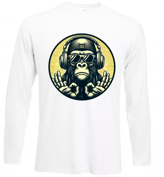 Лонгслив Мавпа в навушниках і окулярах Белый фото