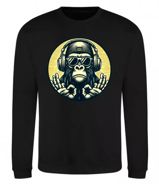 Свитшот Мавпа в навушниках і окулярах Черный фото