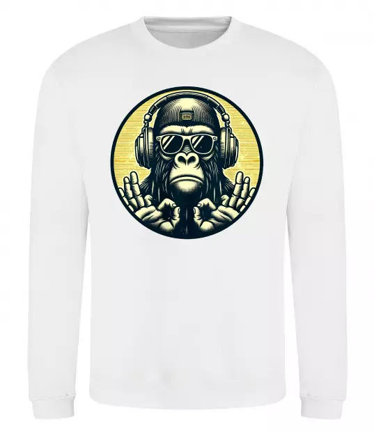 Свитшот Мавпа в навушниках і окулярах Белый фото