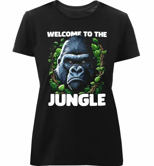 Жіноча преміум футболка Welcome to the jungle Чорний фото