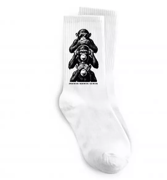 Шкарпетки Speak hear see no Білий фото
