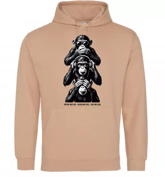 Мужская толстовка (худи) Speak hear see no Песочный фото