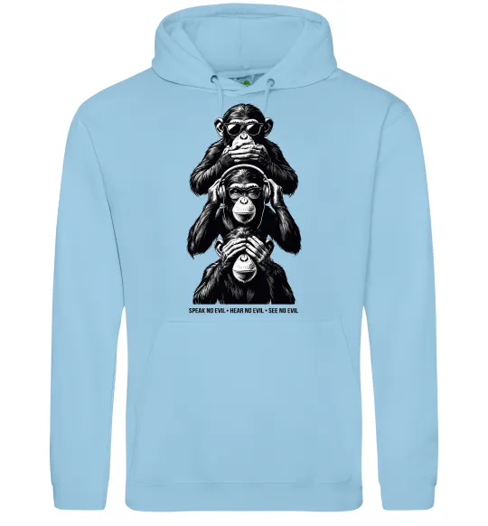 Мужская толстовка (худи) Speak hear see no Голубой фото