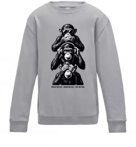 Детский Свитшот Speak hear see no Серый меланж фото