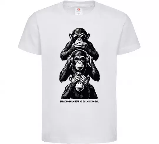 Детская футболка Speak hear see no Белый фото