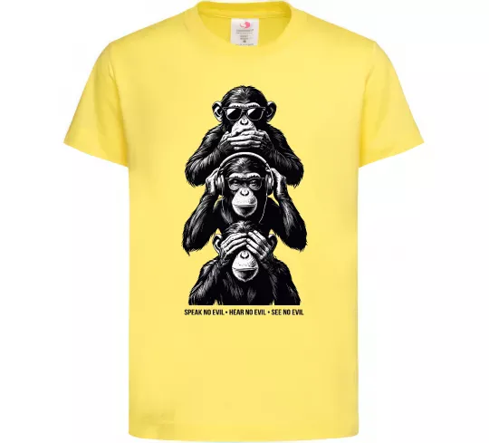 Детская футболка Speak hear see no Лимонный фото