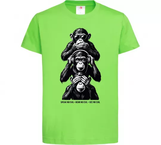 Детская футболка Speak hear see no Лаймовый фото