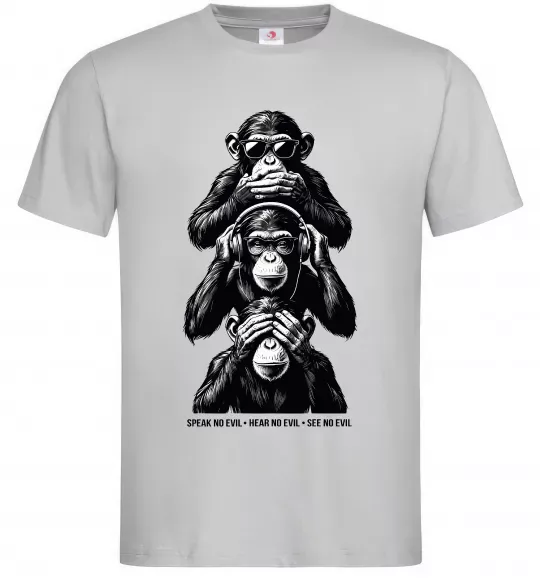 Мужская футболка Speak hear see no Серый фото