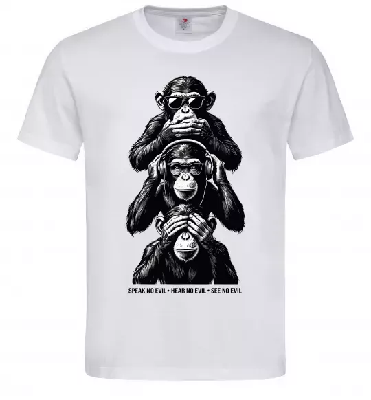 Мужская футболка Speak hear see no Белый фото
