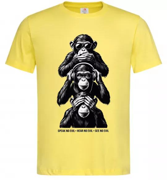 Мужская футболка Speak hear see no Лимонный фото