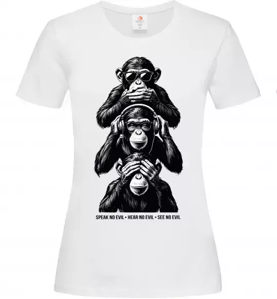 Женская футболка Speak hear see no Белый фото