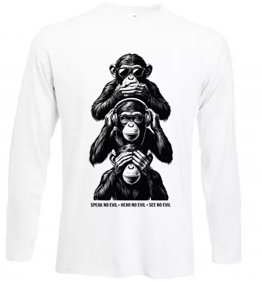 Лонгслив Speak hear see no Белый фото