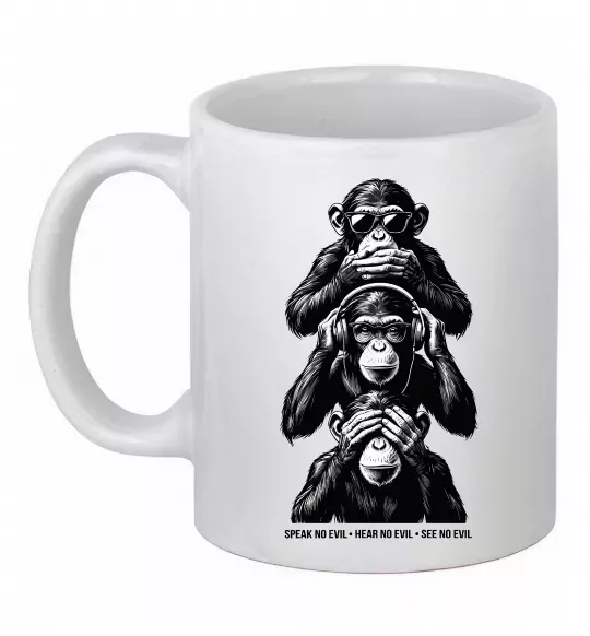 Чашка керамическая Speak hear see no Белый фото