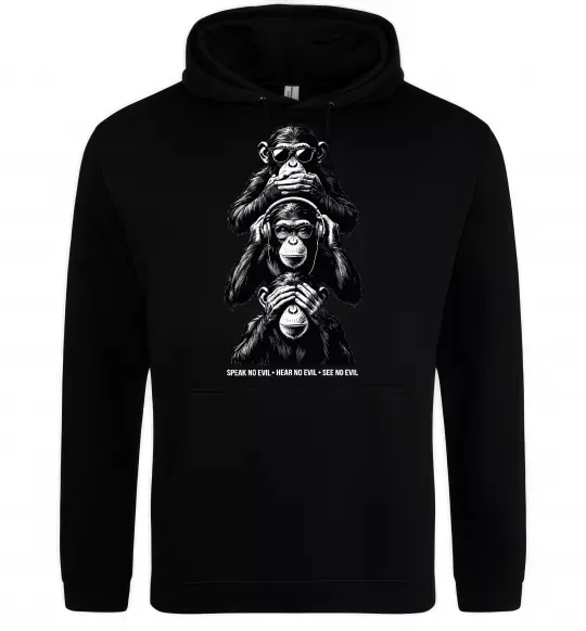 Мужская толстовка (худи) Speak hear see no Черный фото