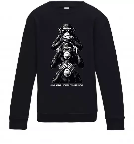 Детский Свитшот Speak hear see no Черный фото