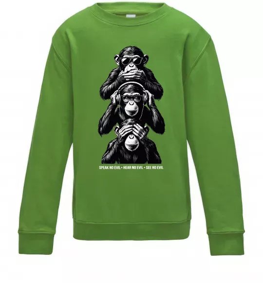 Детский Свитшот Speak hear see no Лаймовый фото
