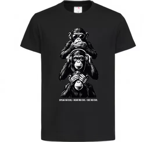 Детская футболка Speak hear see no Черный фото