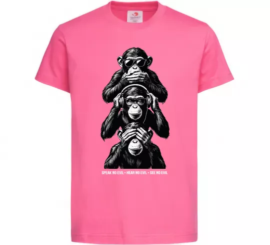 Детская футболка Speak hear see no Ярко-розовый фото