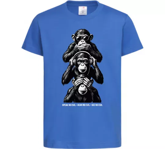 Детская футболка Speak hear see no Ярко-синий фото
