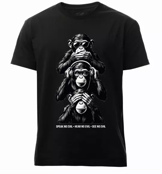 Мужская премиум футболка Speak hear see no Черный фото