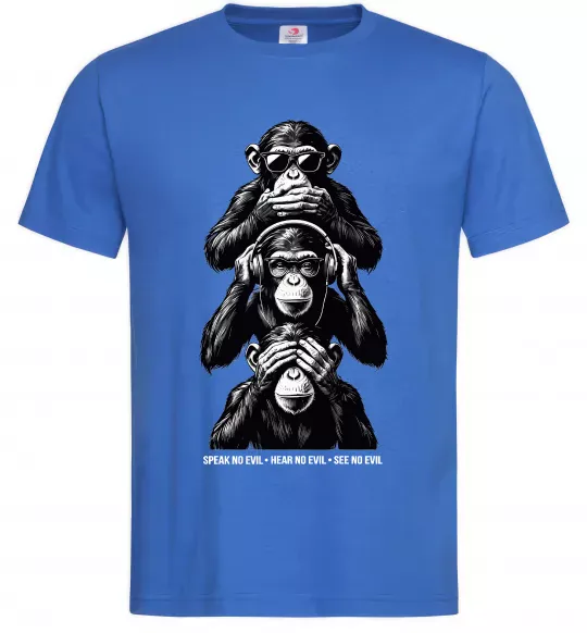 Мужская футболка Speak hear see no Ярко-синий фото