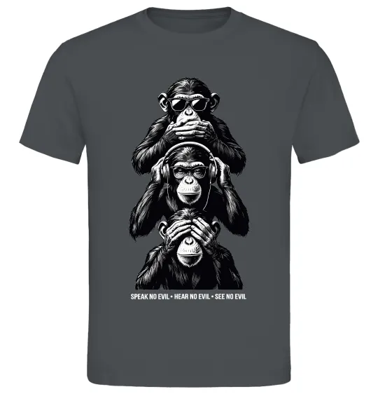Мужская футболка Speak hear see no Графит фото