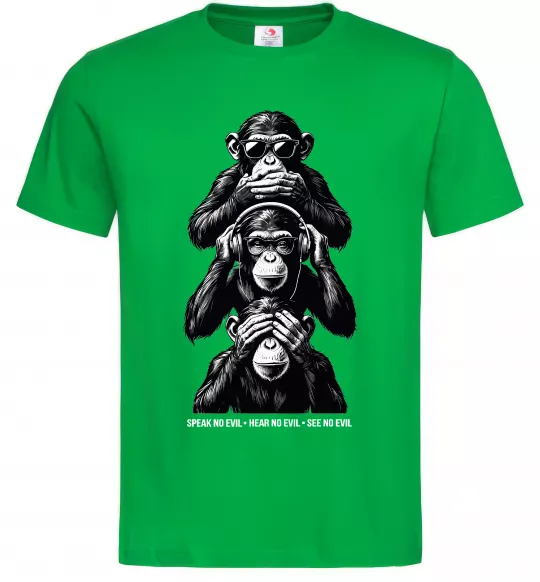 Мужская футболка Speak hear see no Зеленый фото