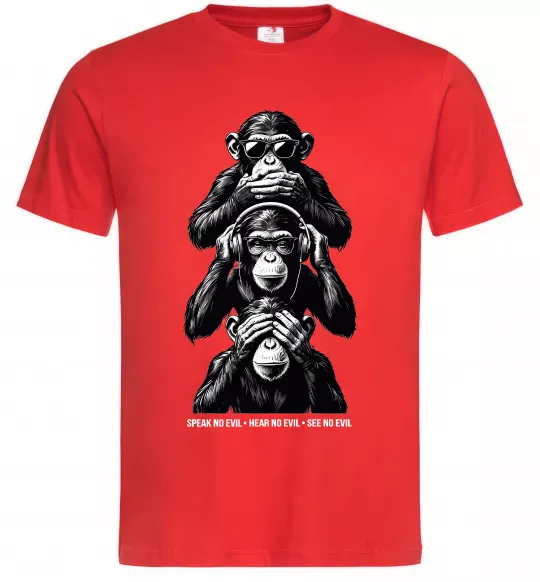 Мужская футболка Speak hear see no Красный фото