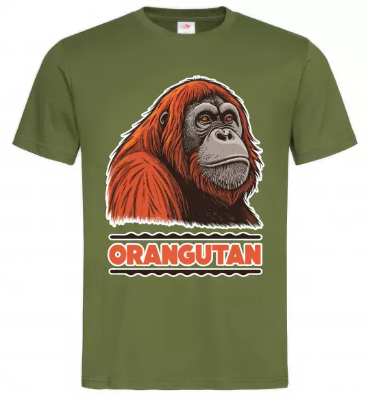 Мужская футболка Orangutan Оливковый фото