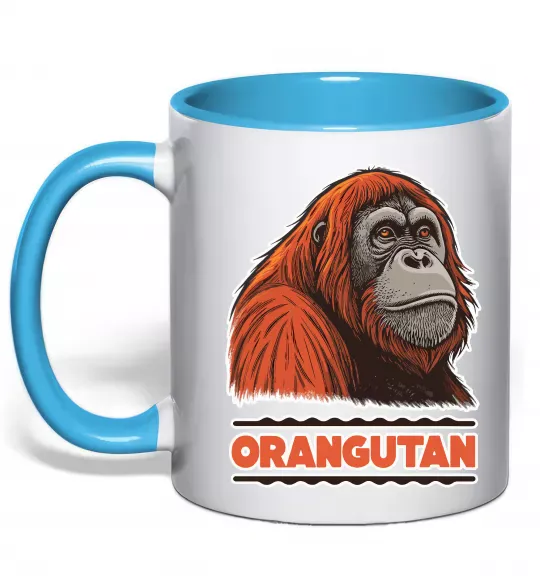 Чашка с цветной ручкой Orangutan Голубой фото