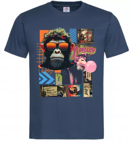 Мужская футболка Monkey poster Темно-синий фото
