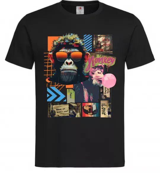 Мужская футболка Monkey poster Черный фото