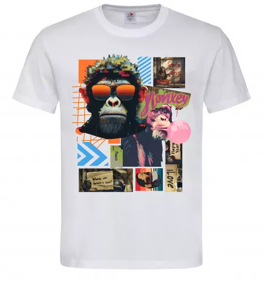 Мужская футболка Monkey poster Белый фото