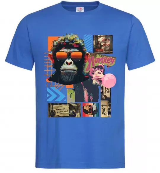 Мужская футболка Monkey poster Ярко-синий фото