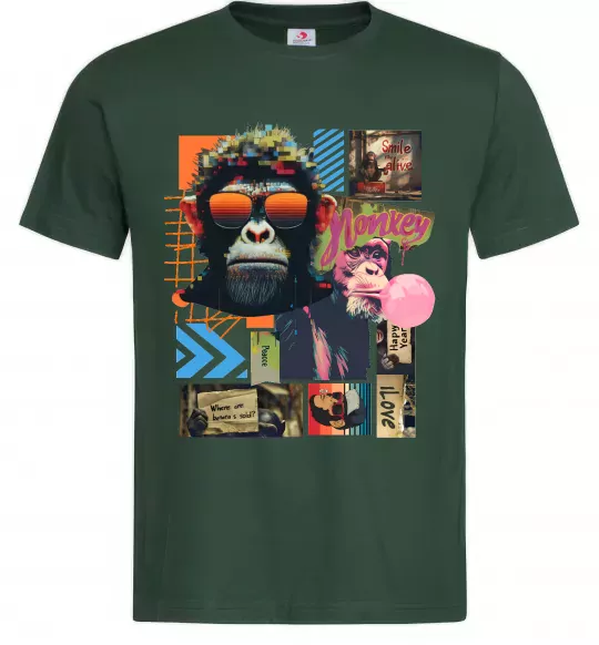 Мужская футболка Monkey poster Темно-зеленый фото