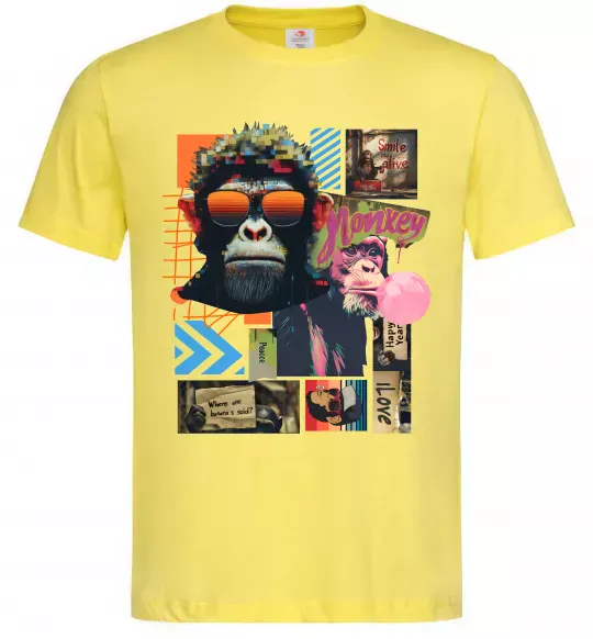 Мужская футболка Monkey poster Лимонный фото