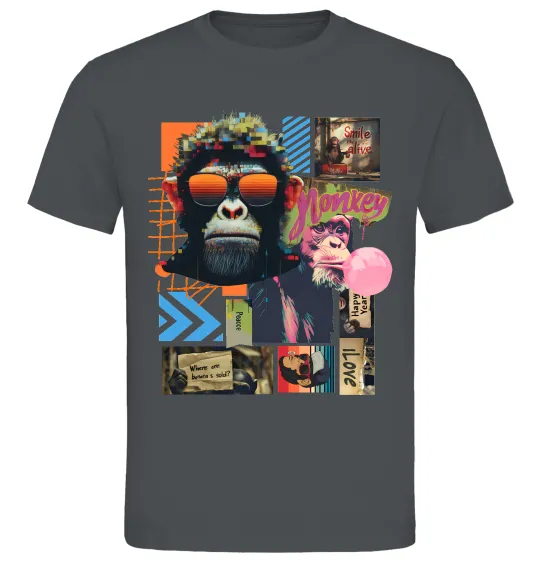 Мужская футболка Monkey poster Графит фото