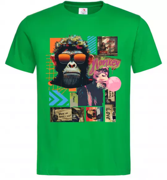 Мужская футболка Monkey poster Зеленый фото