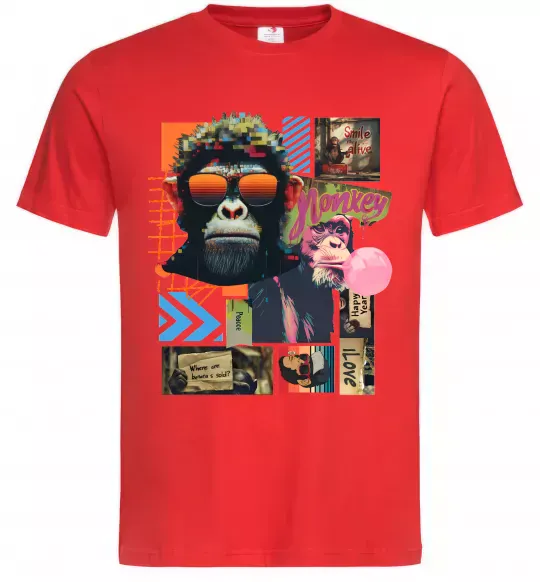 Мужская футболка Monkey poster Красный фото