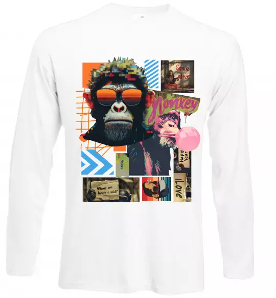 Лонгслив Monkey poster Белый фото