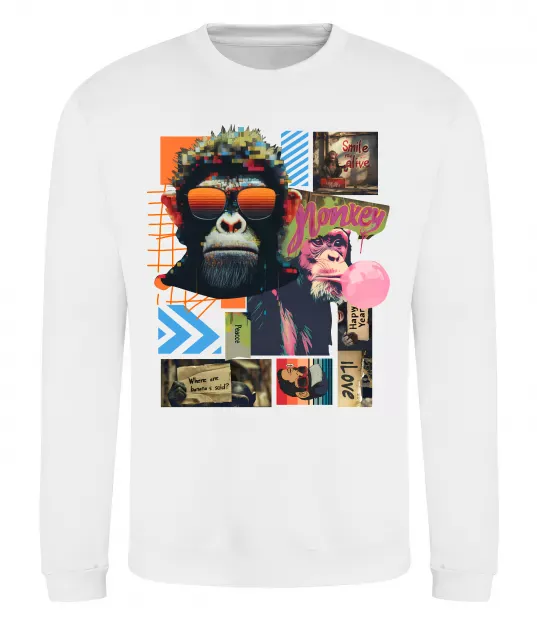 Світшот Monkey poster Білий фото