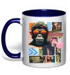Чашка с цветной ручкой Monkey poster Глубокий темно-синий фото