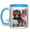 Чашка с цветной ручкой Monkey poster Голубой фото